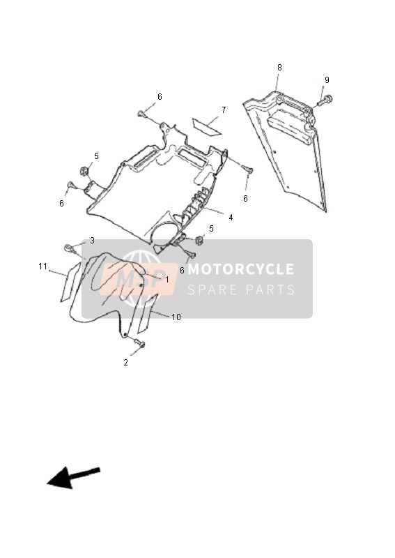 Yamaha YQ50 AEROX 2010 Front Fender for a 2010 Yamaha YQ50 AEROX